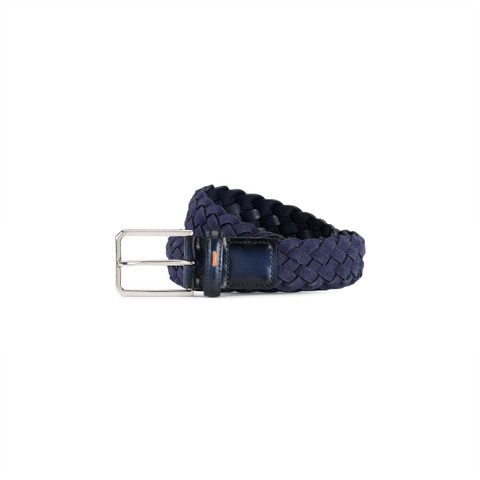 Blue woven suede belt - Santoni - 1