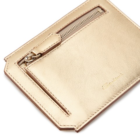 Gold laminated leather document holder - Santoni - 5