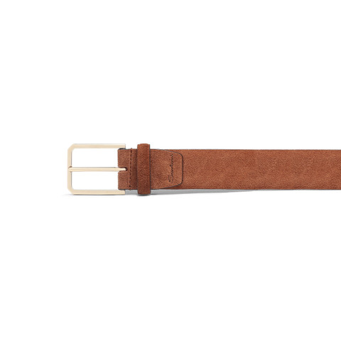 Men's brown suede adjustable belt - Santoni - 2