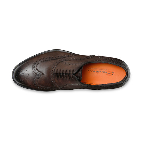 Men’s polished brown leather Oxford shoe - Santoni - 5
