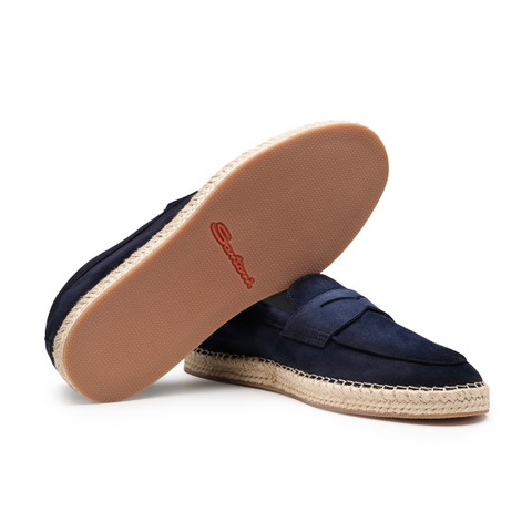 Espadrillas da uomo in suede blu - Santoni - 3