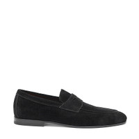 Men's black suede Carlo penny loafer - Santoni - 1