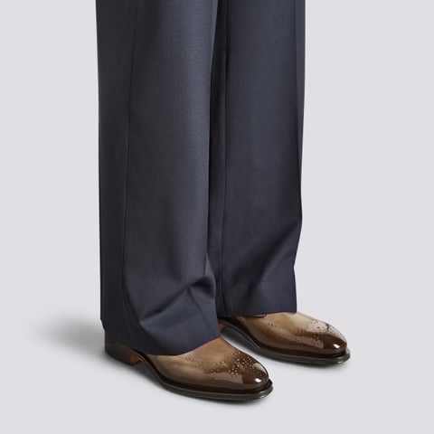 Stringata Derby brogue da uomo in pelle marrone - Santoni - 2