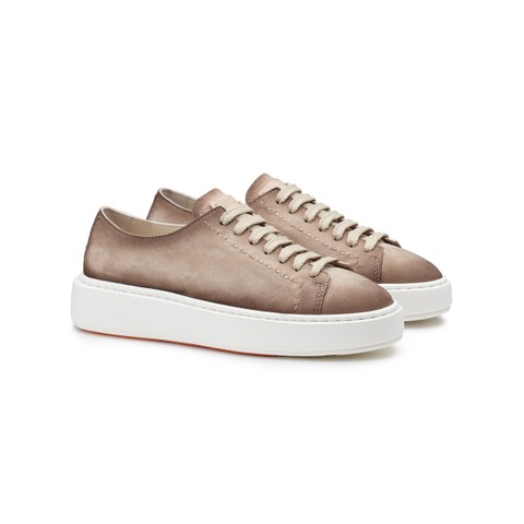 Women's beige suede sneaker - Santoni - 2