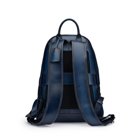 Sac &agrave; dos en cuir bleu - Santoni - 5