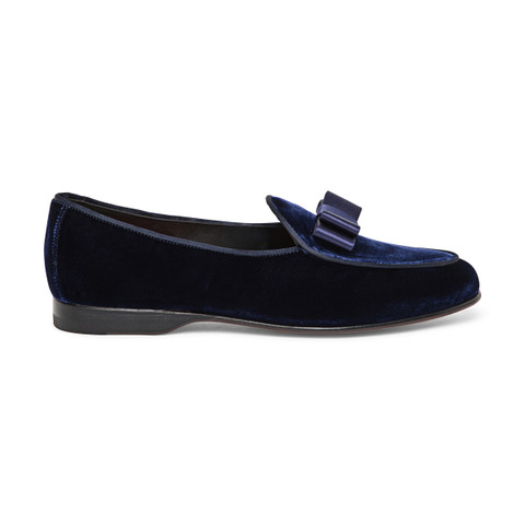 Men's blue velvet Andrea loafer - Santoni - 1