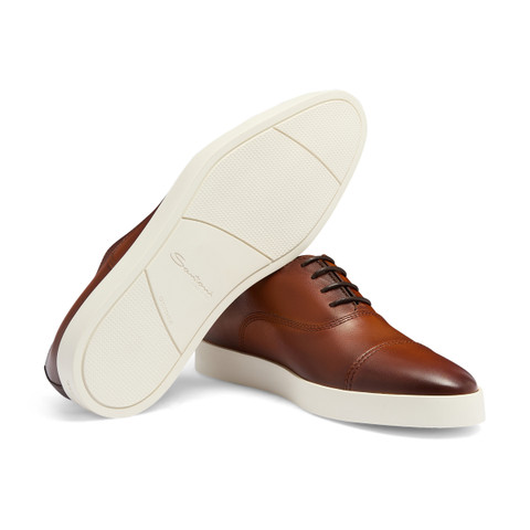 Men's brown leather Oxford shoe - Santoni - 4