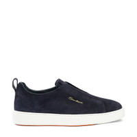 Men's blue suede slip-on sneaker - Santoni - 1