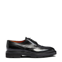 Men's black leather Derby brogue shoe - Santoni - 1