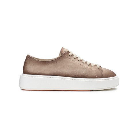 Women's beige suede sneaker - Santoni - 1