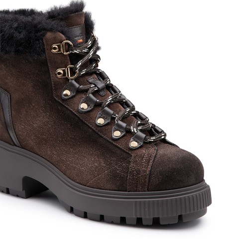 Women's dark brown suede hiking boot - Santoni - 5