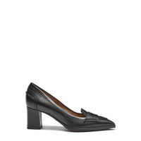 Women's black leather mid-heel pump - Santoni - 1