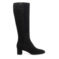 Women&rsquo;s black suede mid-heel boot - Santoni - 1