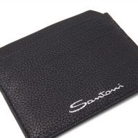 Black tumbled leather credit card holder - Santoni - 2