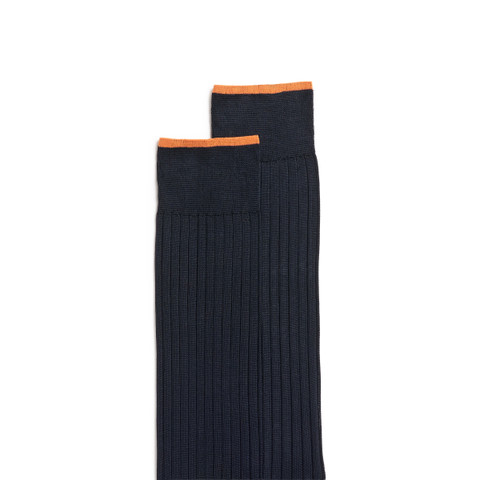 Blue Filo di Scozia mercerised cotton crew socks - Santoni - 3