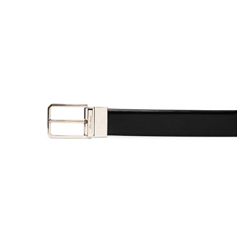 Reversible and adjustable black and blue leather belt - Santoni - 3