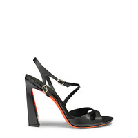 Sandale Mona à talon haut en cuir noir pour femme - Santoni - 1