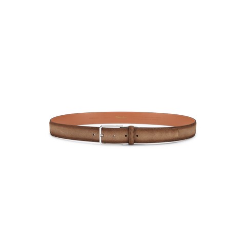 Brown suede adjustable belt - Santoni - 3