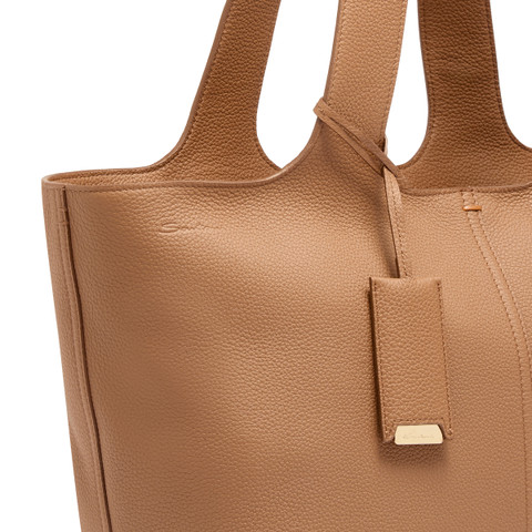 Light brown tumbled leather shoulder bag - Santoni - 5