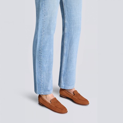 حذاء Carla بيني لوفر من الشمواه البني للنساء - Santoni - 2