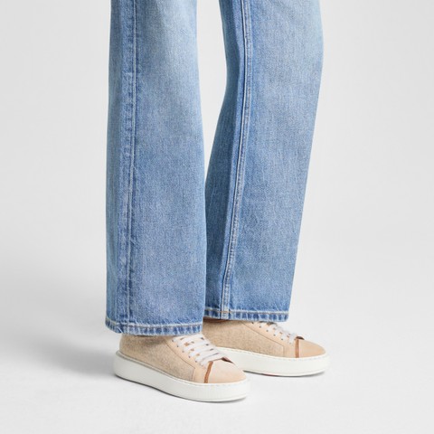 Women's dove grey suede sneaker - Santoni - 2