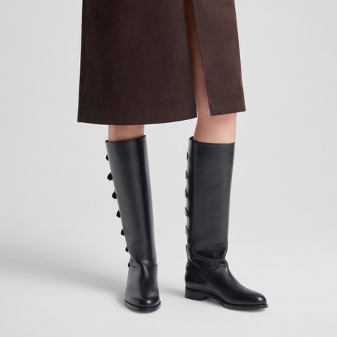 Women's black leather boot - Santoni - 2