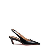 Women's black leather low-heel slingback - Santoni - 1