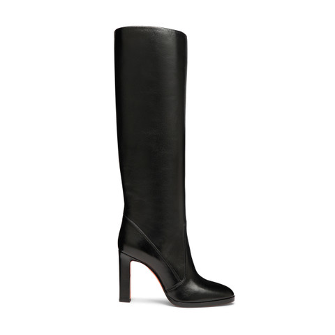 Women's black leather high-heel boot - Santoni - 1