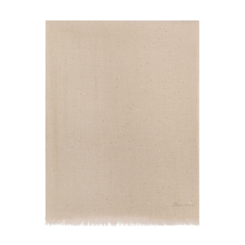 Pink linen, cashmere and silk scarf with micro sequins - Santoni - 1