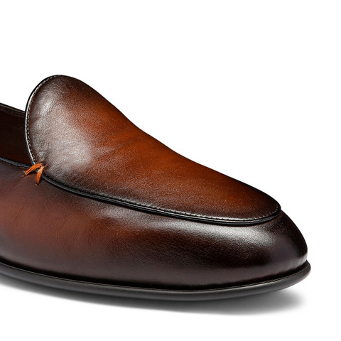 Men's dark brown leather loafer - Santoni - 6