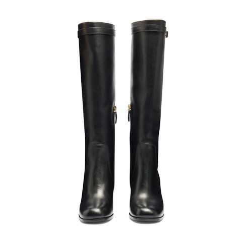 Women's black leather high-heel boot - Santoni - 4
