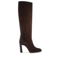 Women's dark brown suede high-heel boot - Santoni - 1