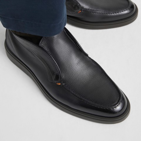 Men's grey tumbled leather desert boot - Santoni - 7