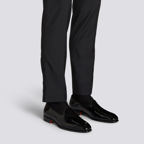 Mocasines de hombre en charol negro - Santoni - 2