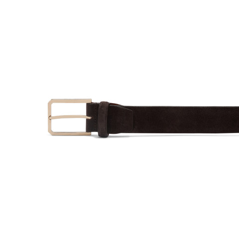 Men&rsquo;s brown suede adjustable belt - Santoni - 3