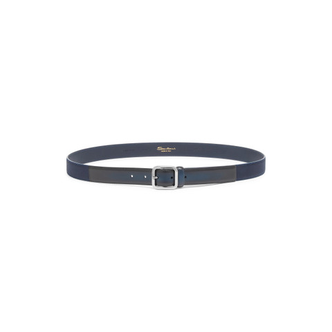 Blue leather and nylon adjustable belt - Santoni - 3
