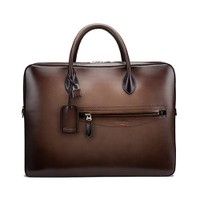 Brown leather laptop bag - Santoni - 1