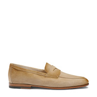 Herren beige Veloursleder Carlo Penny Loafer - Santoni - 1
