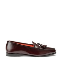 Mocas&iacute;n Andrea para hombre con borlas de piel burdeos brillante - Santoni - 1