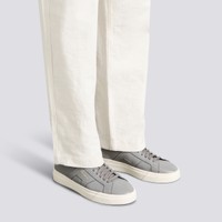 Men's grey tumbled leather Double Buckle Sneaker - Santoni - 2