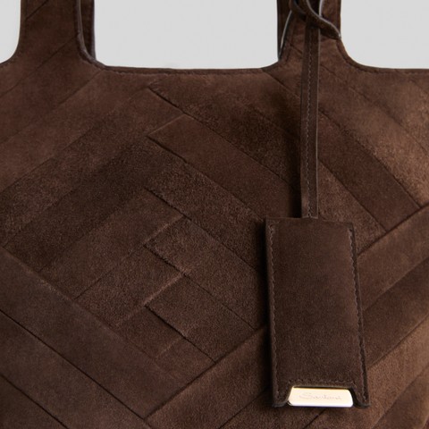 Dark brown suede handbag - Santoni - 7