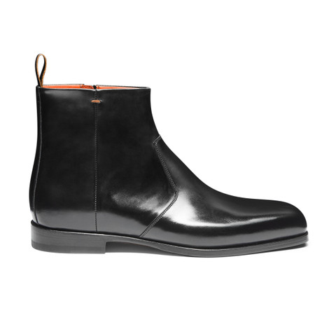 Men's black leather ankle boot - Santoni - 1