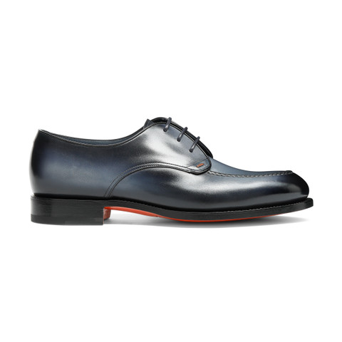 Men's blue leather Derby shoe - Santoni - 1