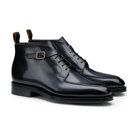 Men's grey leather ankle boot - Santoni - 3