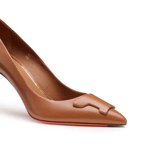 Women's brown leather high-heel Santoni Sibille pump - Santoni - 6