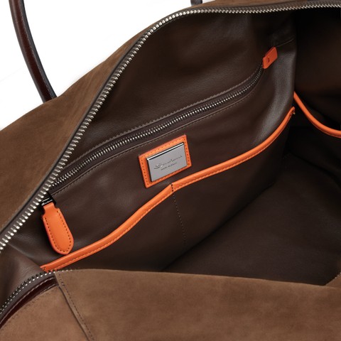Brown suede and leather weekend bag - Santoni - 3