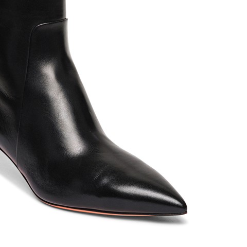 Women's black leather low-heel ankle boot - Santoni - 8