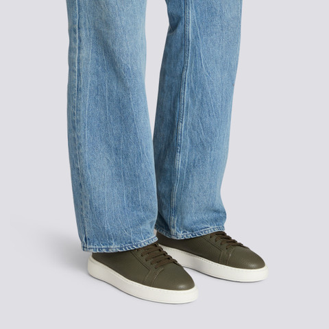 Men's green tumbled leather sneaker - Santoni - 2