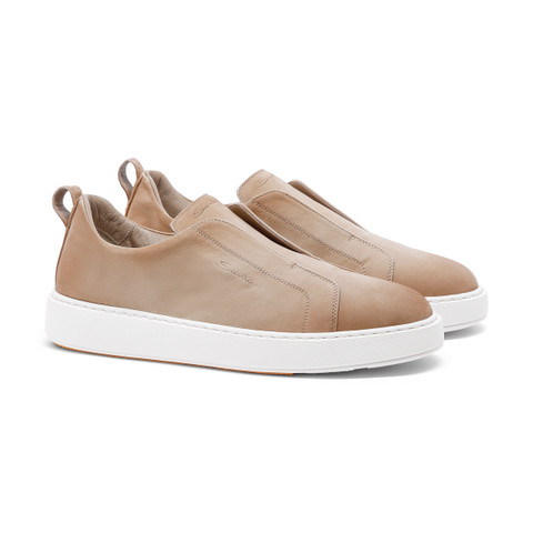 Men's beige nubuck slip-on sneaker - Santoni - 2