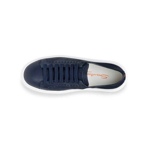 Women's blue leather sneaker - Santoni - 4